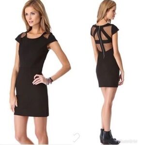 BB DAKOTA Black Mesh-Cutout Cocktail Dress